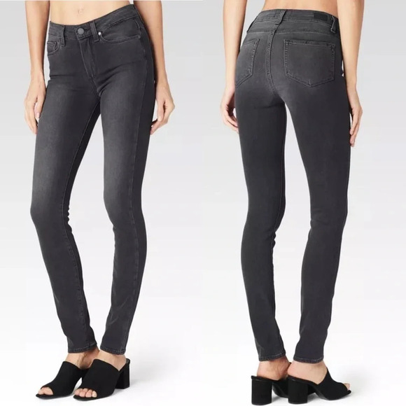 New PAIGE Hoxton High Rise Ultra Skinny Jeans Smoke Grey NWT Denim - Picture 1 of 13